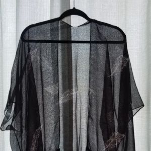 Sheer Black Feather Kimono